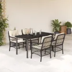 Set mobilier de grădină cu perne, 5 piese, negru, poliratan GartenMobel Dekor