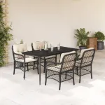 Set mobilier de grădină cu perne, 5 piese, negru, poliratan GartenMobel Dekor