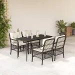 Set mobilier de grădină cu perne, 5 piese, negru, poliratan GartenMobel Dekor