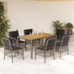 Set mobilier de grădină cu perne, 7 piese, gri, poliratan GartenMobel Dekor