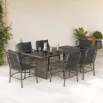 Set mobilier de grădină cu perne, 7 piese, gri, poliratan GartenMobel Dekor