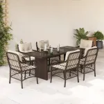 Set mobilier de grădină cu perne, 7 piese, maro, poliratan GartenMobel Dekor