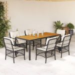Set mobilier de grădină cu perne, 7 piese, negru, poliratan GartenMobel Dekor