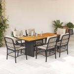 Set mobilier de grădină cu perne, 7 piese, negru, poliratan GartenMobel Dekor