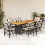 Set mobilier de grădină cu perne, 7 piese, negru, poliratan GartenMobel Dekor