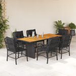 Set mobilier de grădină cu perne, 7 piese, negru, poliratan GartenMobel Dekor