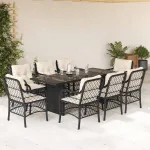 Set mobilier de grădină cu perne, 9 piese, negru, poliratan GartenMobel Dekor