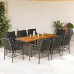 Set mobilier grădină cu perne, 9 piese, gri, poliratan GartenMobel Dekor
