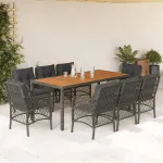 Set mobilier grădină cu perne, 9 piese, gri, poliratan GartenMobel Dekor