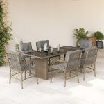 Set mobilier pentru grădină, 7 piese, cu perne, bej, poliratan GartenMobel Dekor
