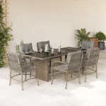 Set mobilier pentru grădină, 7 piese, cu perne, bej, poliratan GartenMobel Dekor