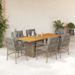 Set mobilier pentru grădină, 7 piese, cu perne, bej, poliratan GartenMobel Dekor