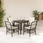Set mobilier de grădină, 5 piese, cu perne, maro, poliratan GartenMobel Dekor