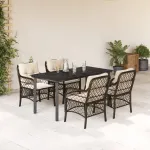 Set mobilier de grădină, 5 piese, cu perne, maro, poliratan GartenMobel Dekor