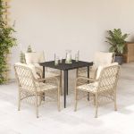 Set mobilier de grădină cu perne, 5 piese, bej, poliratan GartenMobel Dekor