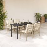 Set mobilier de grădină cu perne, 5 piese, bej, poliratan GartenMobel Dekor