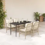 Set mobilier de grădină cu perne, 5 piese, bej, poliratan GartenMobel Dekor
