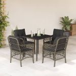 Set mobilier de grădină cu perne, 5 piese, gri, poliratan GartenMobel Dekor
