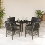 Set mobilier de grădină cu perne, 5 piese, gri, poliratan GartenMobel Dekor