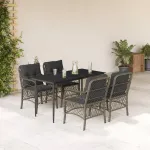 Set mobilier de grădină cu perne, 5 piese, gri, poliratan GartenMobel Dekor