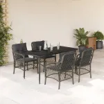 Set mobilier de grădină cu perne, 5 piese, gri, poliratan GartenMobel Dekor