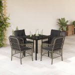 Set mobilier de grădină cu perne, 5 piese, gri, poliratan GartenMobel Dekor
