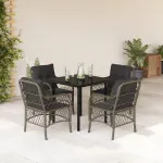Set mobilier de grădină cu perne, 5 piese, gri, poliratan GartenMobel Dekor