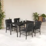 Set mobilier de grădină cu perne, 5 piese, negru, poliratan GartenMobel Dekor
