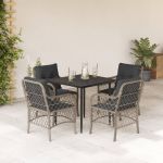 Set mobilier de grădină cu perne, 5 piese gri deschis poliratan GartenMobel Dekor