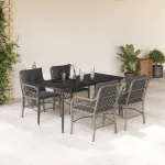 Set mobilier de grădină cu perne, 5 piese gri deschis poliratan GartenMobel Dekor