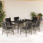 Set mobilier de grădină cu perne, 7 piese, gri, poliratan GartenMobel Dekor