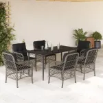 Set mobilier de grădină cu perne, 7 piese, gri, poliratan GartenMobel Dekor
