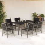 Set mobilier de grădină cu perne, 7 piese, gri, poliratan GartenMobel Dekor
