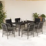 Set mobilier de grădină cu perne, 7 piese, gri, poliratan GartenMobel Dekor