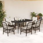 Set mobilier de grădină cu perne, 7 piese, maro, poliratan GartenMobel Dekor