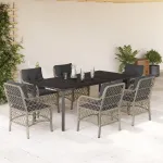 Set mobilier de grădină cu perne, 7 piese gri deschis poliratan GartenMobel Dekor