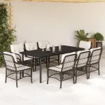 Set mobilier de grădină cu perne, 9 piese, maro, poliratan GartenMobel Dekor