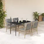 Set mobilier pentru grădină, 5 piese, cu perne, bej, poliratan GartenMobel Dekor