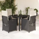 Set mobilier de grădină cu perne, 5 piese, negru, poliratan GartenMobel Dekor