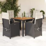Set mobilier de grădină cu perne, 5 piese, negru, poliratan GartenMobel Dekor