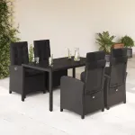 Set mobilier de grădină cu perne, 5 piese, negru, poliratan GartenMobel Dekor