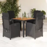 Set mobilier de grădină cu perne, 5 piese, negru, poliratan GartenMobel Dekor