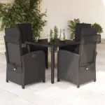 Set mobilier de grădină cu perne, 5 piese, negru, poliratan GartenMobel Dekor