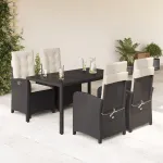 Set mobilier de grădină cu perne, 5 piese, negru, poliratan GartenMobel Dekor