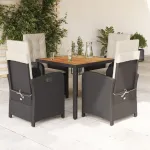 Set mobilier de grădină cu perne, 5 piese, negru, poliratan GartenMobel Dekor
