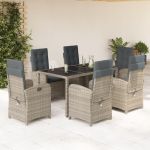 Set mobilier de grădină cu perne, 7 piese, gri, poliratan GartenMobel Dekor