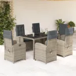 Set mobilier de grădină cu perne, 7 piese, gri, poliratan GartenMobel Dekor