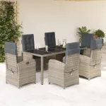 Set mobilier de grădină cu perne, 7 piese, gri, poliratan GartenMobel Dekor