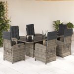 Set mobilier de grădină cu perne, 7 piese, gri, poliratan GartenMobel Dekor