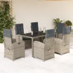 Set mobilier de grădină cu perne, 7 piese, gri, poliratan GartenMobel Dekor